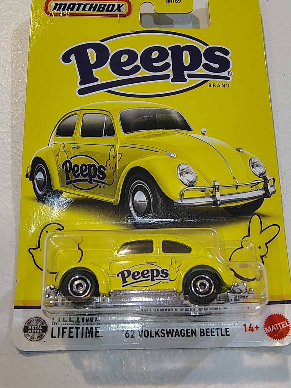 Matchbox Peeps Yellow '62 Volkswagen Beetle Toy Car - Picture 2 of 10